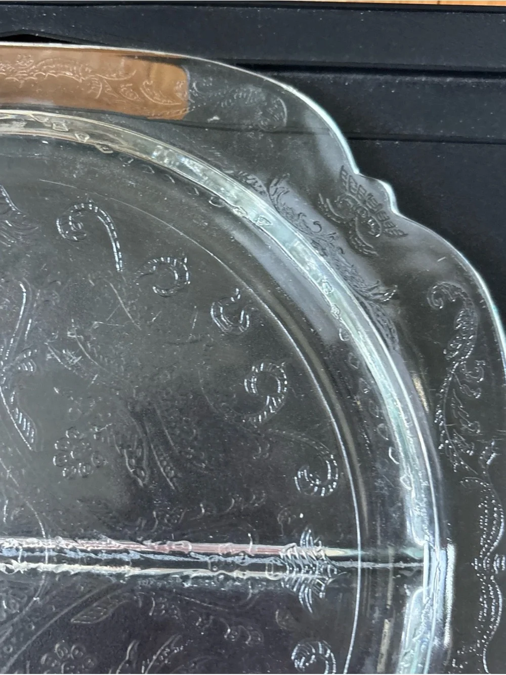 Clear Embossed Glass Serving Platter - Elegant Clear Design